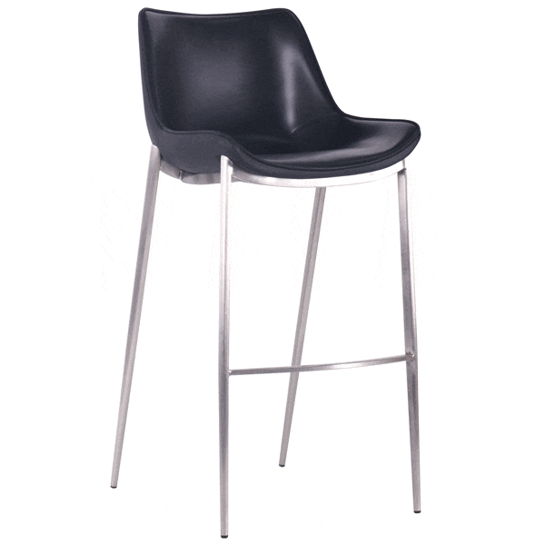 Барний стілець AMF Blanc Black leather шкіра-0