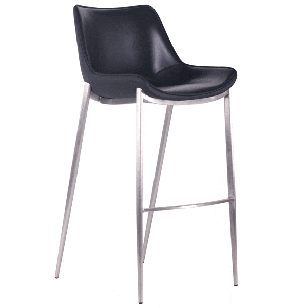 Барний стілець AMF Blanc Black leather шкіра-1