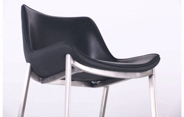 Барний стілець AMF Blanc Black leather шкіра-7
