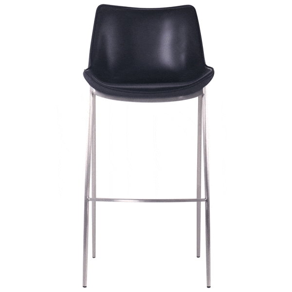 Барний стілець AMF Blanc Black leather шкіра-2