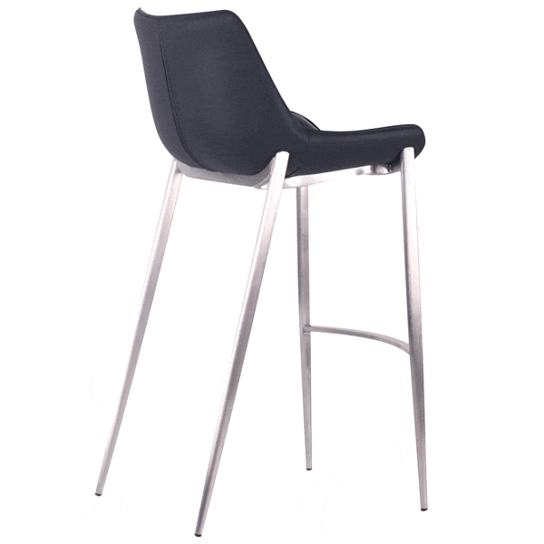 Барний стілець AMF Blanc Black leather шкіра-4