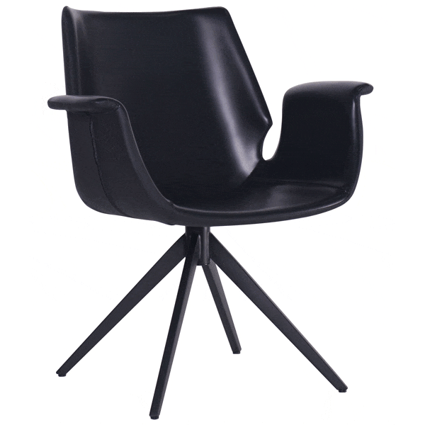 Кресло поворотное AMF Vert Black leather кожа-0