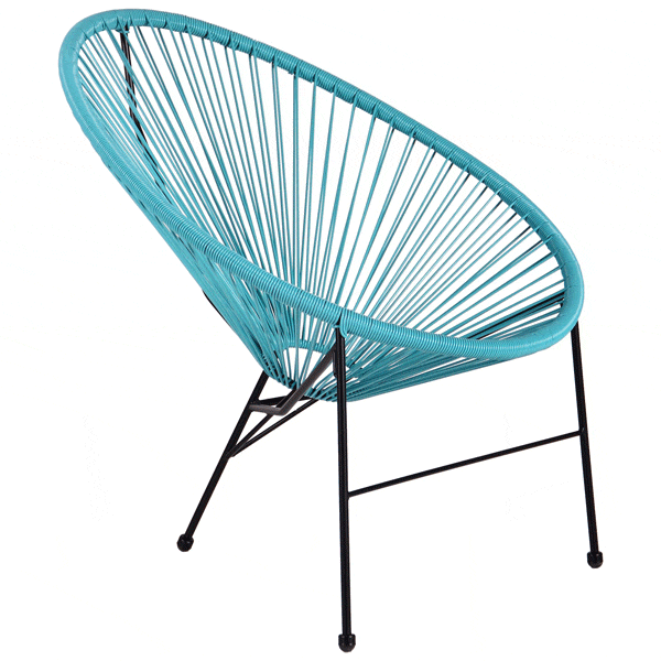 Стул AMF Acapulco Черный-ротанг голубой-0