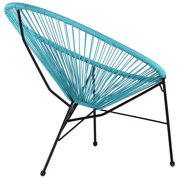 Стул AMF Acapulco Черный-ротанг голубой-1