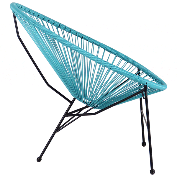 Стул AMF Acapulco Черный-ротанг голубой-2