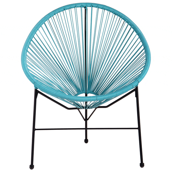 Стул AMF Acapulco Черный-ротанг голубой-4