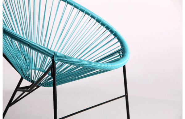 Стул AMF Acapulco Черный-ротанг голубой-10