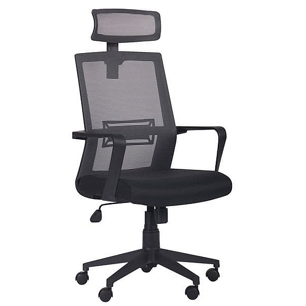 Кресло АМФ Neon HR сиденье Саванна Nova Black 19/спинка Сетка серая-0