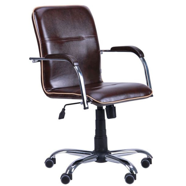 Крісло АМФ Самба-RC Хром горіх Мадрас дарк браун з кантом Мадрас голд беж-0