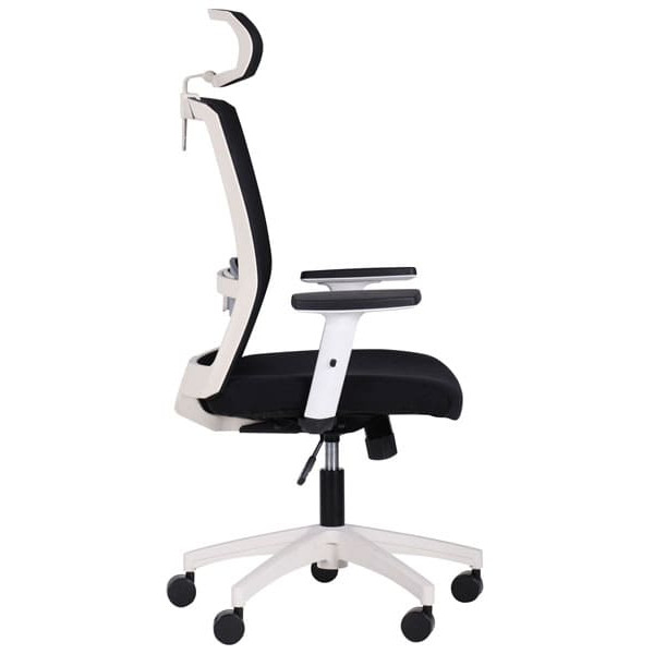 Крісло АМФ Uran White HR сидіння Сідней-07/спинка Сітка HY-100 Чорна-3