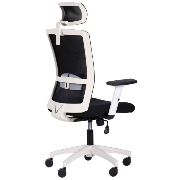 Крісло АМФ Uran White HR сидіння Сідней-07/спинка Сітка HY-100 Чорна-4