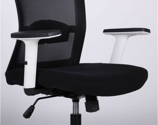 Крісло АМФ Uran White HR сидіння Сідней-07/спинка Сітка HY-100 Чорна-8