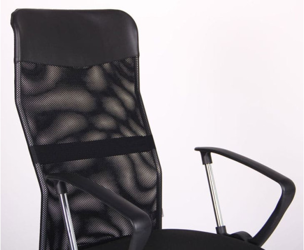 Крісло AMF Ultra Хром сидіння А-1/спинка Сітка чорна, вставка Скаден чорний-4