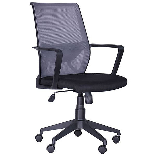 Кресло АМФ Tin сиденье Саванна nova Black 19/спинка Сетка SL-16 серая-0