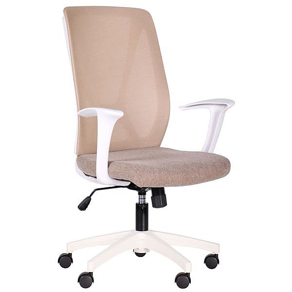 Крісло АМФ Nickel White сидіння Сідней-09/спинка Сітка SL-02 беж-0