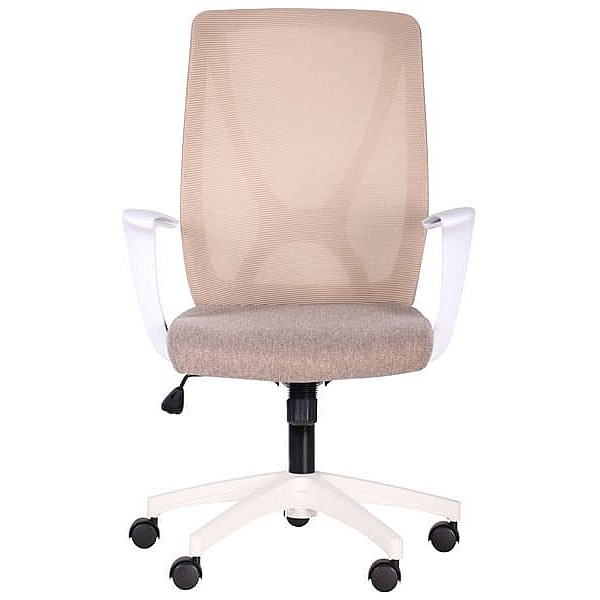 Крісло АМФ Nickel White сидіння Сідней-09/спинка Сітка SL-02 беж-1