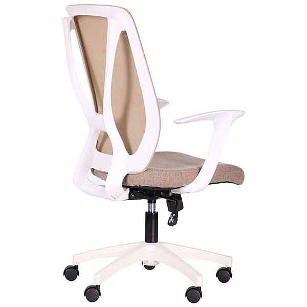 Крісло АМФ Nickel White сидіння Сідней-09/спинка Сітка SL-02 беж-3