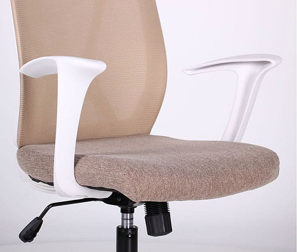 Крісло АМФ Nickel White сидіння Сідней-09/спинка Сітка SL-02 беж-7