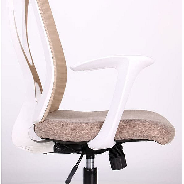 Крісло АМФ Nickel White сидіння Сідней-09/спинка Сітка SL-02 беж-8