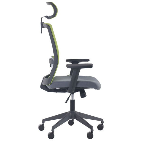 Крісло АМФ Uran Black HR сидіння Нест-08 Сіра/спинка Сітка SL-06 Салатова-2