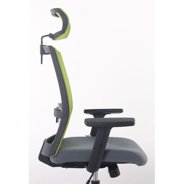 Крісло АМФ Uran Black HR сидіння Нест-08 Сіра/спинка Сітка SL-06 Салатова-8