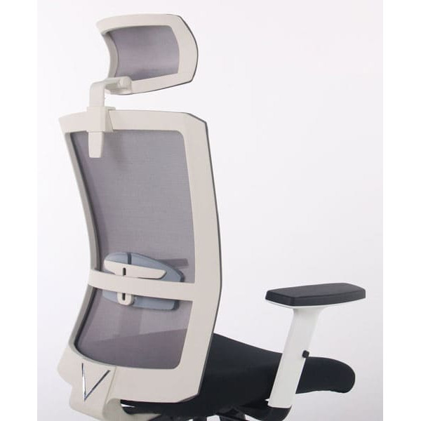 Крісло АМФ Uran White HR сидіння Нест-01 Чорна/спинка Сітка HY-109 Сіра-13