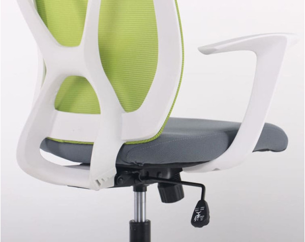 Крісло АМФ Nickel White сидіння Нест-08 сіра/спинка Сітка SL-06 салатова-10
