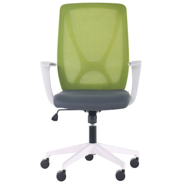 Крісло АМФ Nickel White сидіння Нест-08 сіра/спинка Сітка SL-06 салатова-1