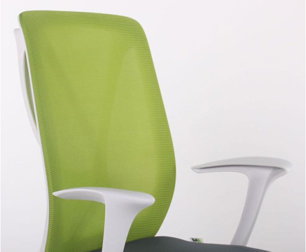 Крісло АМФ Nickel White сидіння Нест-08 сіра/спинка Сітка SL-06 салатова-7