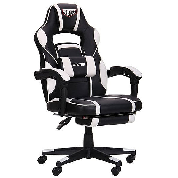 Крісло АМФ VR Racer Dexter Vector Чорний/Білий Крісло АМФ VR Racer Dexter Vector Чорний/Білий-0