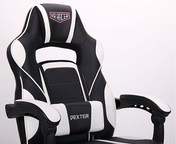 Крісло АМФ VR Racer Dexter Vector Чорний/Білий Крісло АМФ VR Racer Dexter Vector Чорний/Білий-9