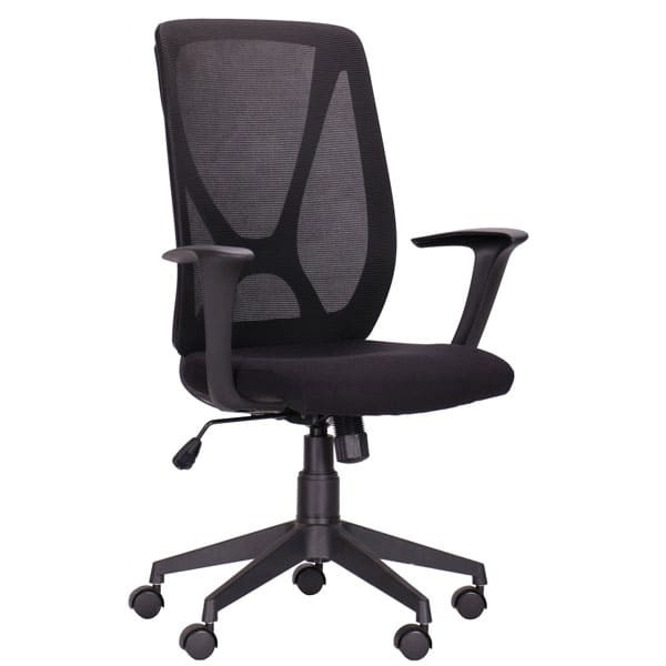 Крісло АМФ Nickel Black сидіння Сідней-07/спинка Сітка SL-00 Чорна-0