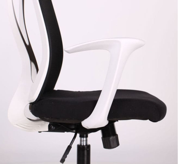 Крісло АМФ Nickel White сидіння Сідней 07/спинка Сітка SL-00 Чорна-9