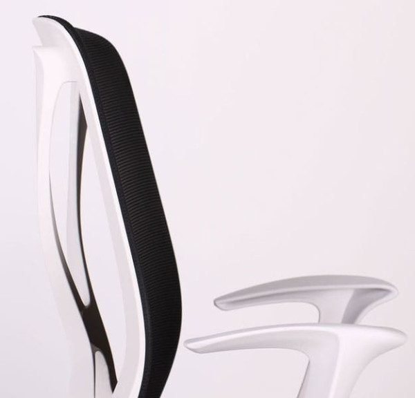 Крісло АМФ Nickel White сидіння Сідней 07/спинка Сітка SL-00 Чорна-10