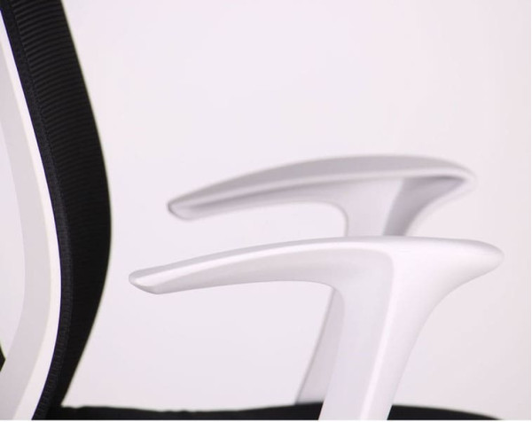 Крісло АМФ Nickel White сидіння Сідней 07/спинка Сітка SL-00 Чорна-11