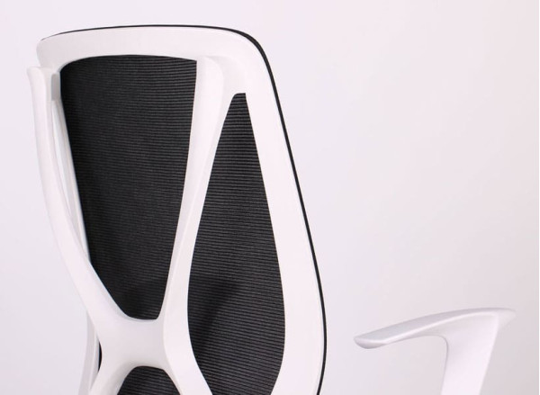 Крісло АМФ Nickel White сидіння Сідней 07/спинка Сітка SL-00 Чорна-13