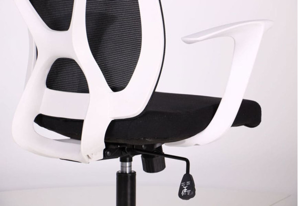 Крісло АМФ Nickel White сидіння Сідней 07/спинка Сітка SL-00 Чорна-14