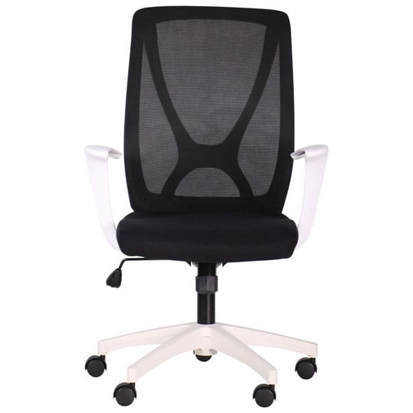 Крісло АМФ Nickel White сидіння Сідней 07/спинка Сітка SL-00 Чорна-1