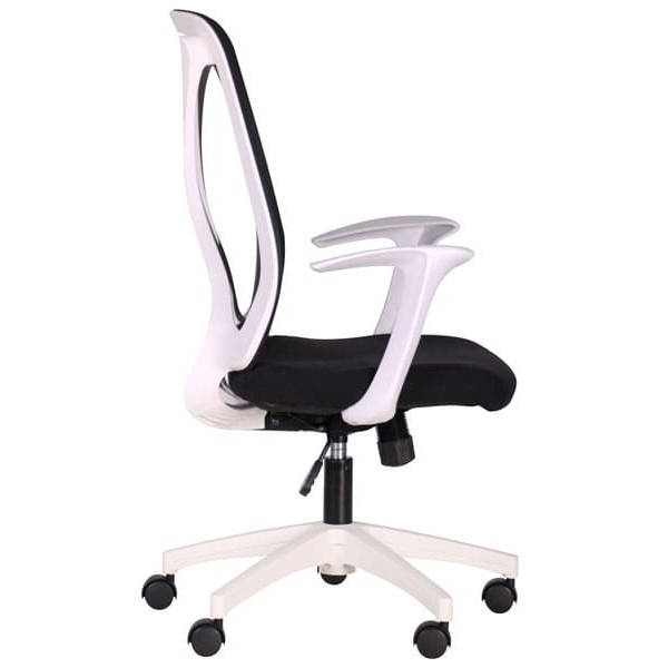 Крісло АМФ Nickel White сидіння Сідней 07/спинка Сітка SL-00 Чорна-2