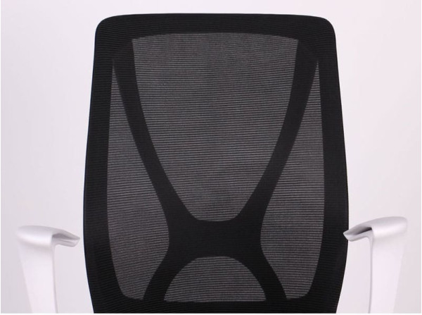 Крісло АМФ Nickel White сидіння Сідней 07/спинка Сітка SL-00 Чорна-4