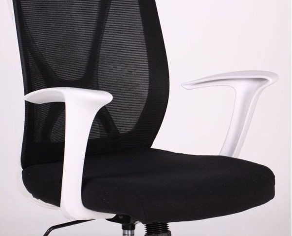 Крісло АМФ Nickel White сидіння Сідней 07/спинка Сітка SL-00 Чорна-8