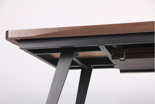 Розкладний обідній стіл AMF Rochester Чорний-шпон горіх-11