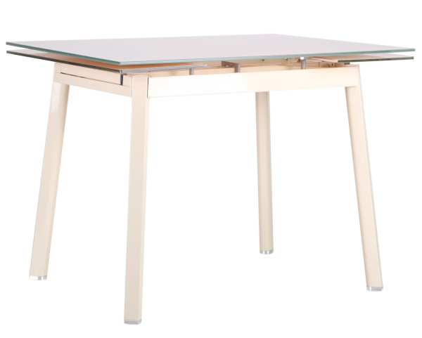 Раскладной обеденный стол AMF Виктория База-Стекло сливочный-0