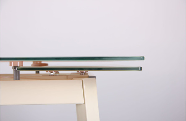 Раскладной обеденный стол AMF Виктория База-Стекло сливочный-5