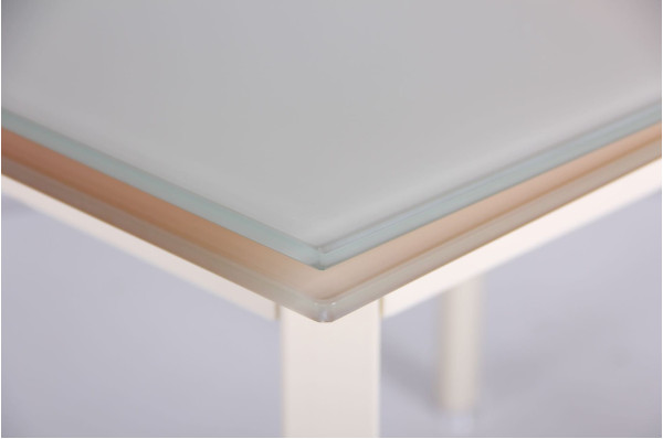 Раскладной обеденный стол AMF Виктория База-Стекло сливочный-9