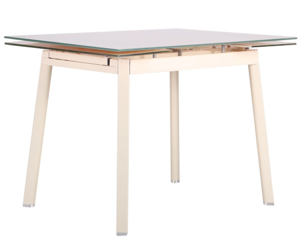 Раскладной обеденный стол AMF Виктория База-Стекло сливочный-1