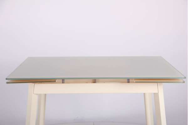 Раскладной обеденный стол AMF Виктория База-Стекло сливочный-11