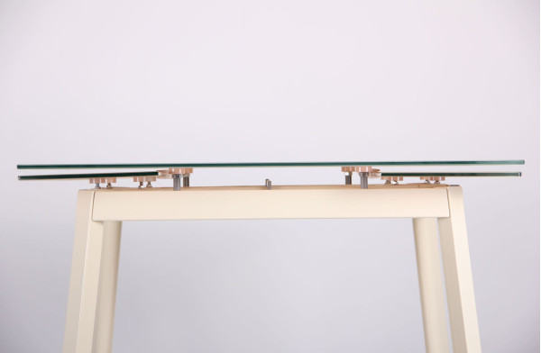 Раскладной обеденный стол AMF Виктория База-Стекло сливочный-12