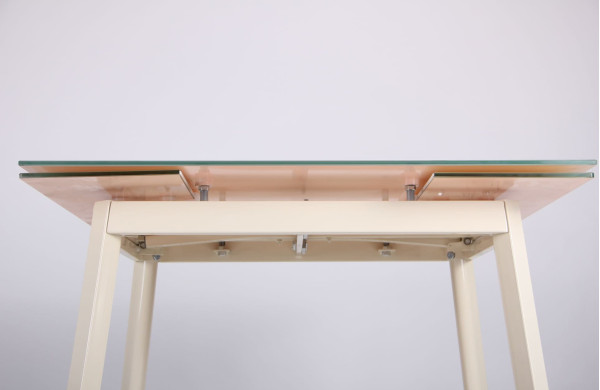 Раскладной обеденный стол AMF Виктория База-Стекло сливочный-13