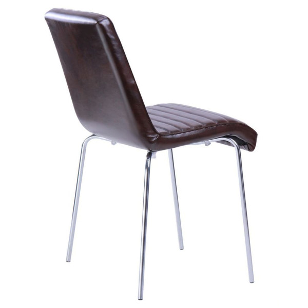 Стілець AMF Рандеву хром Мадрас дарк браун-3